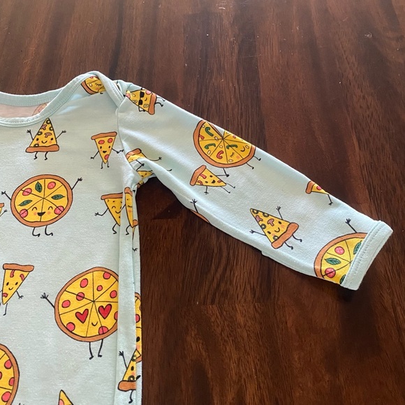 Little Sleepies Blue Pizza Print Kids Pajamas - Picture 3 of 6